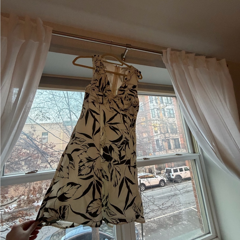 Abercrombie & Fitch White Floral Mini Dress with Black Print